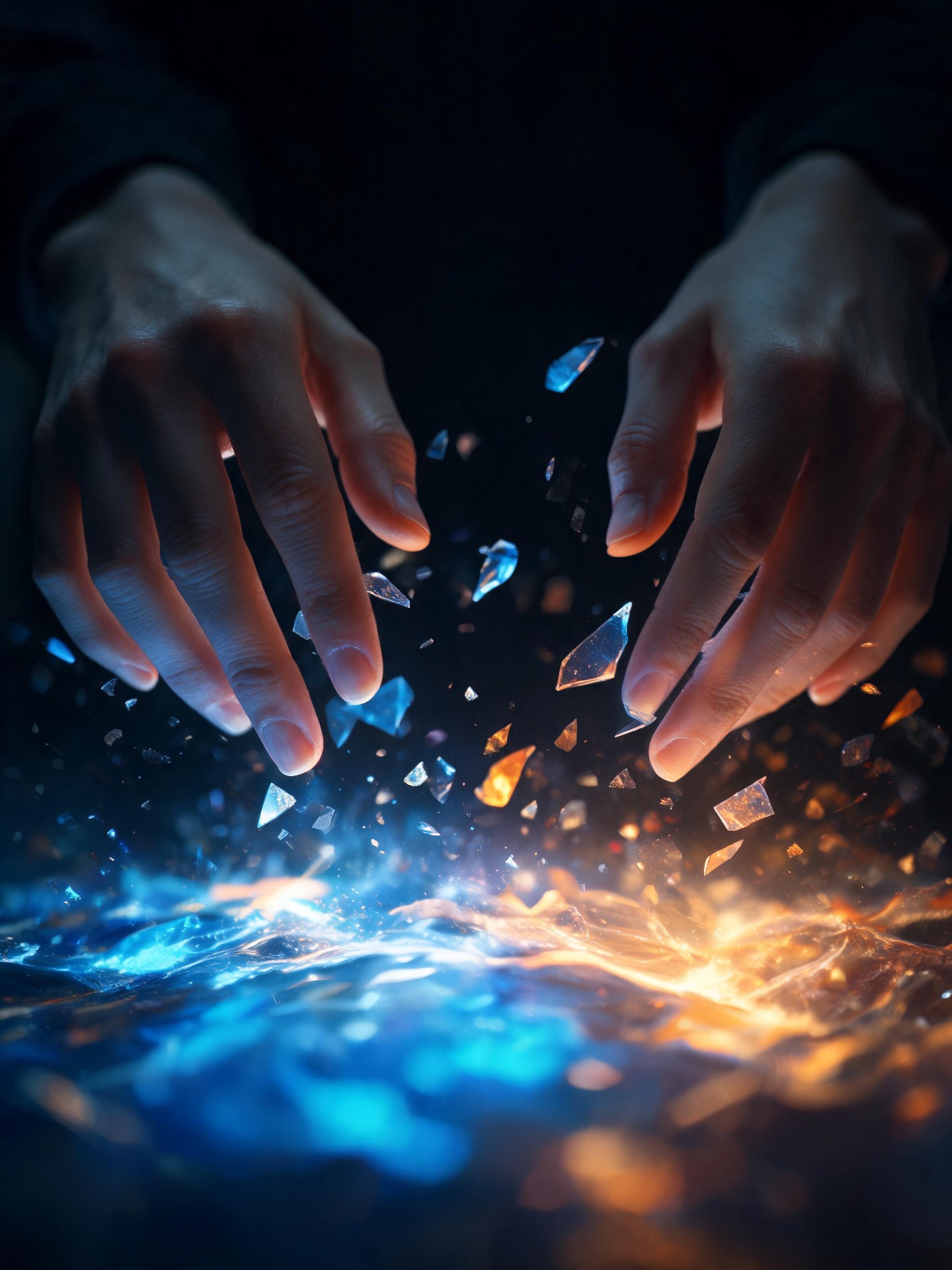 Abstract still generated in Project Reverie — hands shaping light